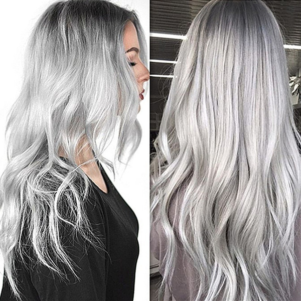 Grey wig 2025 dark roots