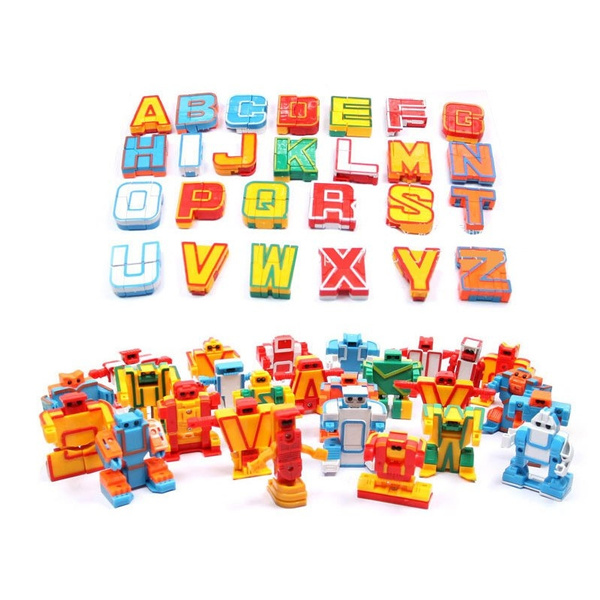26pcs English Letters Robot Deformation Alphabet Transformations Puzzle Toys 