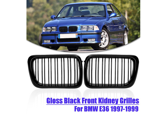 Gloss Black Mix-Color Double Slat Front Grille Fit for BMW E36 1997-1999 Grill