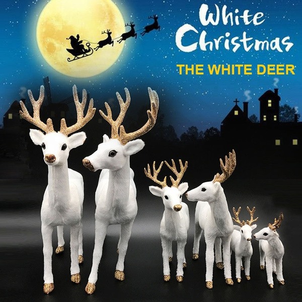 Standing Simulation White Deer Simulated 2 Size Xmas White Elk