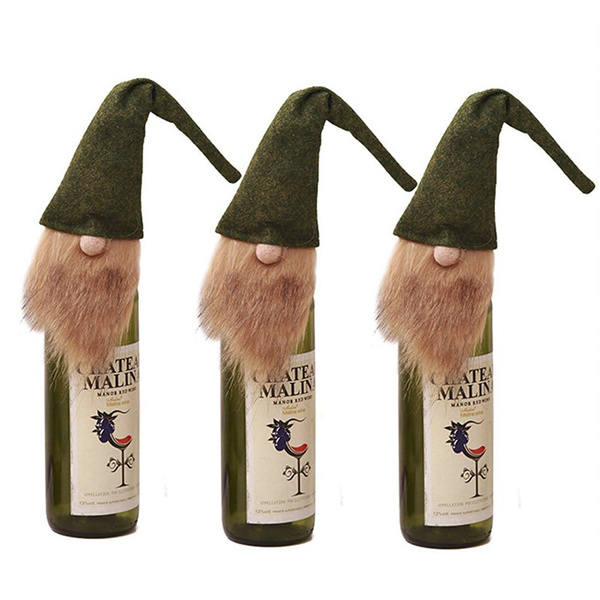 Christmas Santa Dwarf Doll Wine Cover Wine Bottle Cover Party Decor G 