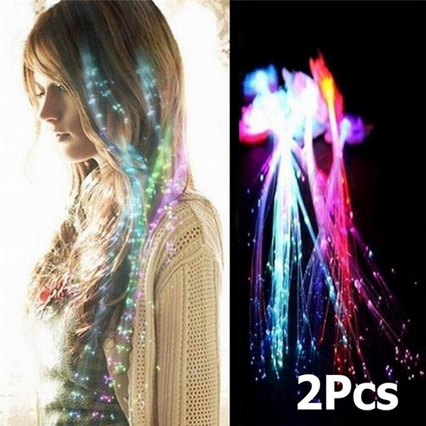 2x Light-up Fiber Optic Led Hair Lights Multicolor Flashing Barette Rainbow  Colors Alternating Multicolors Rave Party Hair Accessories | Wish