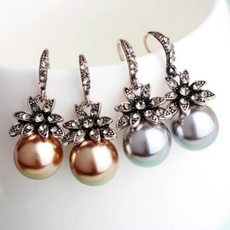 Sterling, Flowers, Pearl Earrings, vintage earrings