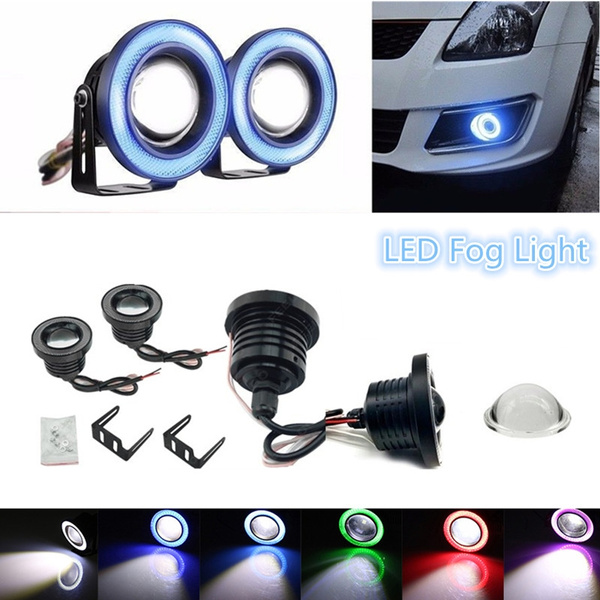Ice Blue 3" Inch COB LED Fog Light Projector Car Angel Eyes Halo Ring DRL Lamp 