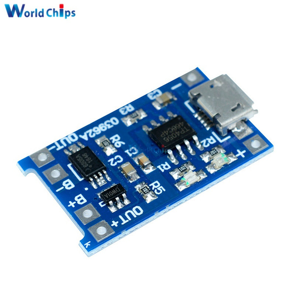 50PCS Micro USB 5V 1A 18650 TP4056 Lithium Battery Charger Module Board ...