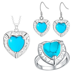 Heart, Turquoise, silver plated, vintagejewelryset
