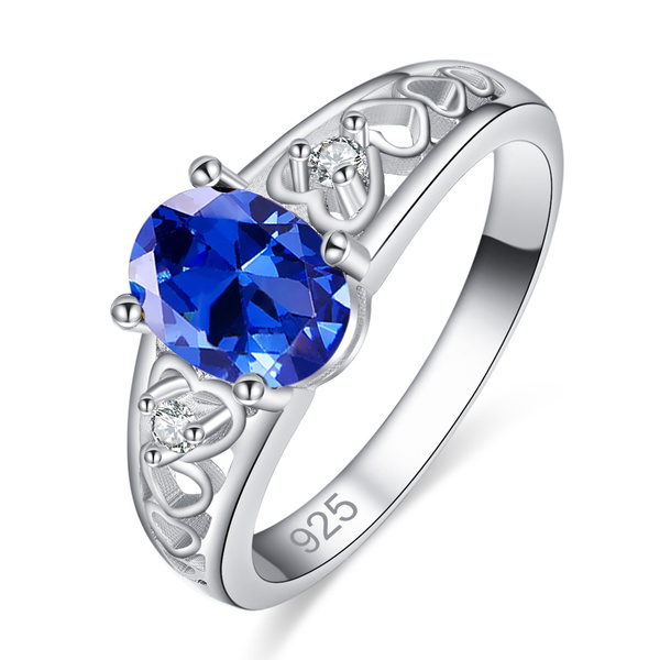 Popular Gift Oval Cut Rainbow & White Topaz Gemstones Silver Ring Size 7 8 9 10