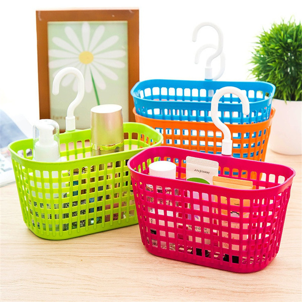 Plastic Hanging Shower Basket With Hook For Bathroom Kitchen