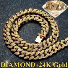 24kgold, Steel, Chain Necklace, DIAMOND