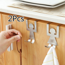 2Pcs /Set Kitchen Stainless Steel Cartoon Humanoid Lovers Shaped Door Back Hook Storage Hanging Holder Rack