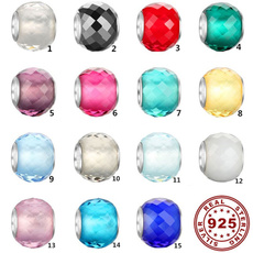 NEW 100% 925 Sterling Silver MURANO GLASS BEAD Multifaceted gloss fit European Charm Bracelet