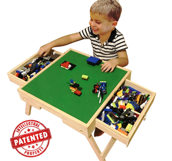 Wooden lego table hot sale