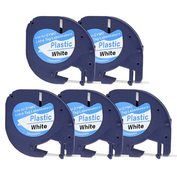 3/Pack Compatible with Dymo 91331 1/2 White Plastic Label Machine Tape