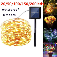 8 Modes 20/50/100/150/200 LED Solar String Lights Novelty Waterproof IP65 Outdoor Landscape Flexible Copper Wire Fairy Light for Home Garden Path Lawn Park Holiday Christmas Party Wedding DIY Decorations