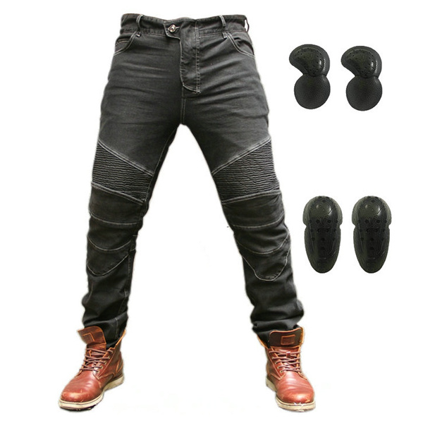 Motorcycle Riding Protective Pants Armor Motocross Racing Denim Jeans Upgrade Knee Hip Protective Pads 