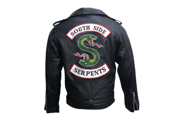 Grit battle Tram Riverdale Southside Serpents Men's Black Genuine Leather Jacket Jughead  Jones | Wish