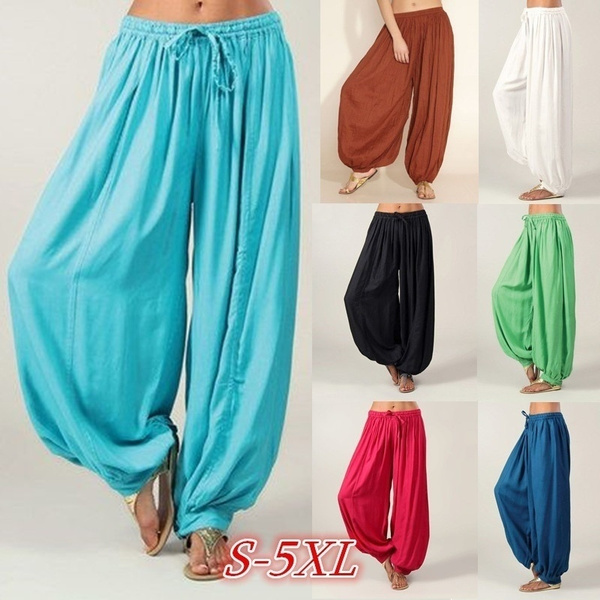 VEZAD Harem Pants Yoga Pants for Women Plus Size Solid Color Casual Loose Trousers