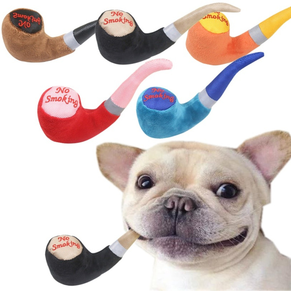 Tobacco Pipe Plush Squeaky Pet Dogs Chew Toy 