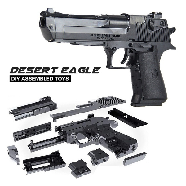Black DIY Building Blocks Gun Model Assembling Pistol Eagle Puzzle Toy For Kids