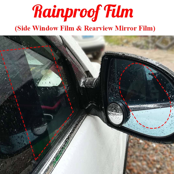 2Pcs Car Anti Water Mist Film Anti-Fog Rainproof Rearview Mirror Clear vision 