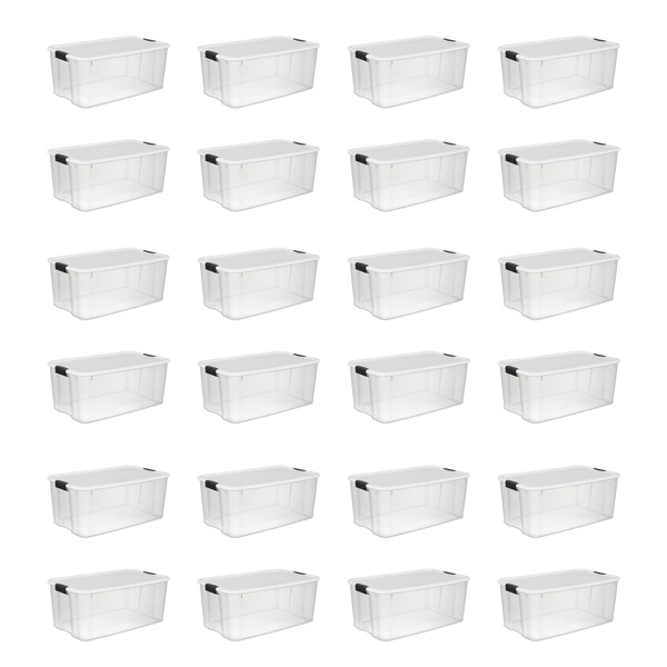 Sterilite 116 Quart Ultra Latching Clear Plastic Storage Tote