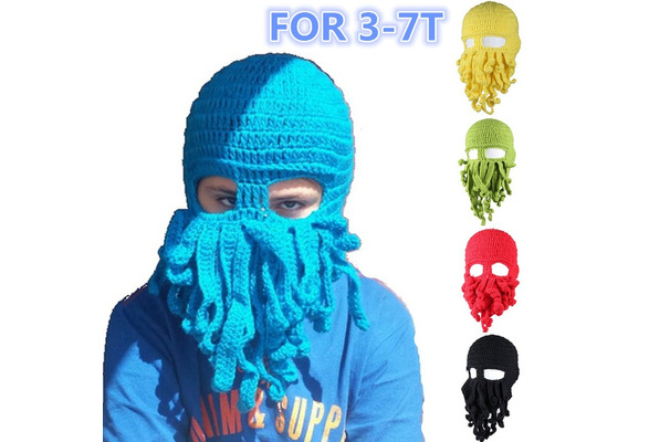 Cool Child Winter Novelty Handmade Knitting Funny Octopus Hats Halloween Beard Beanie Gifts For Kids Wish - roblox octopus hat