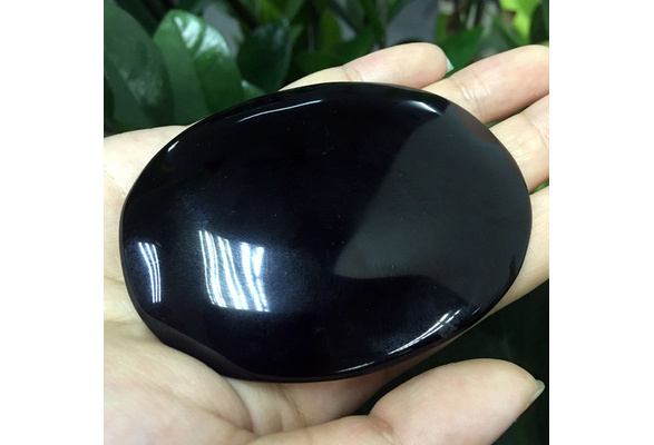 100-120mm Black Obsidian Scrying Mirror Crystal Gemstone Mineral Specimens Stone 
