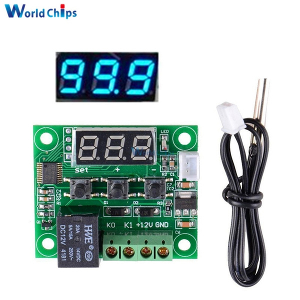 50-110°C W1209 Digital Thermostat Temperature Control Switch Sensor Green DC12V 