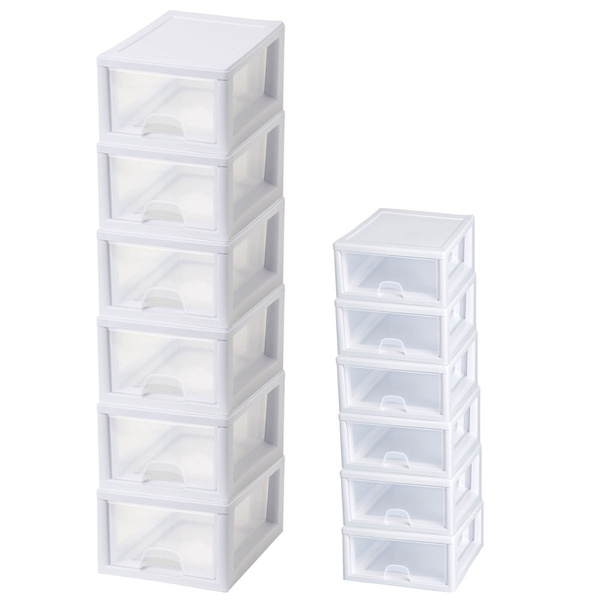 Sterilite 16 Qt Clear Stacking Storage Drawer Container (6 Pack) + 6 Qt (6  Pack)