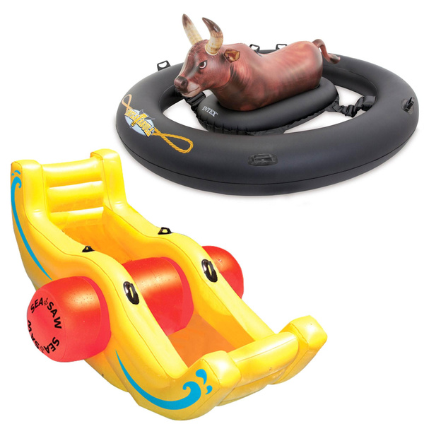 Intex giant inflatabull bull best sale riding inflatable pool float