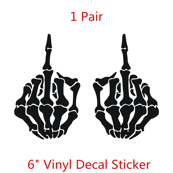 Middle Finger Skeleton Hand Bones Funny Decal Sticker Vinyl Car Window Wall