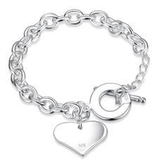 Fashion Jewelry Double Heart Silver PlatedChain Bracelets for Women