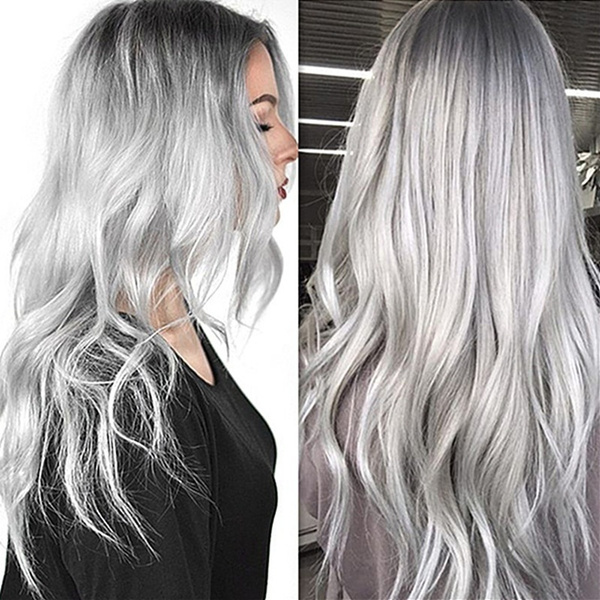 Long hair grey outlet wig