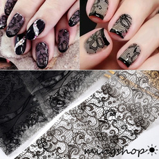 10 Sheets 3D Lace Nail Art Stickers Black White Lace Flower Design Nail Art Sticker Decal DIY Decoration