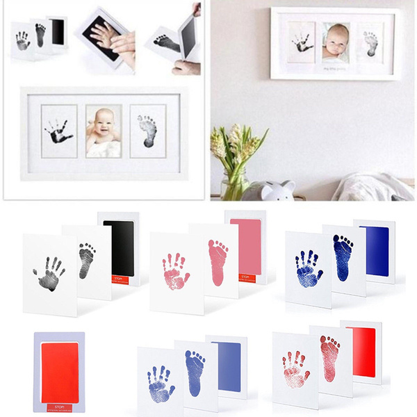 Newborn Baby Handprint Footprint Imprint Clean-Touch Ink Pad Photo Frame Kit DIY 