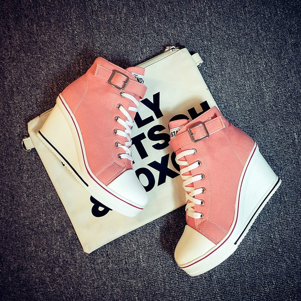 High heel hot sale canvas shoes