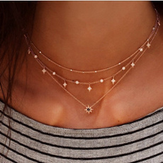 New fashion multi-layer stars pendant necklace simple chain necklaces for women