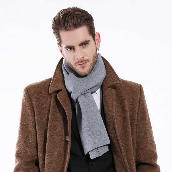 Men's Winter Cashmere Warm Scarf Fashion Simple Solid Color Scarf