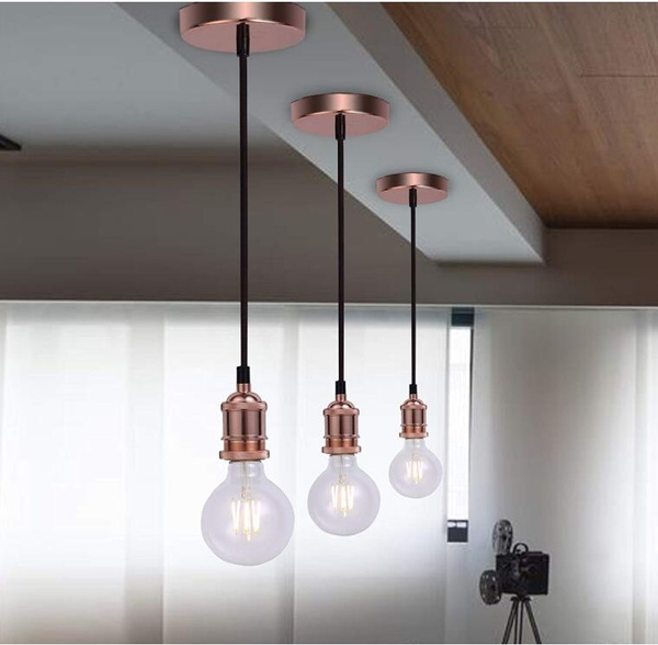 Vintage Pendant Light Fitting Modern Retro Industrial Style E27 Lamp Holder Rose Copper Ceiling Home Decoration Chandelier Fixtures Wish - Ceiling Pendant Lamp Fixtures And Fittings