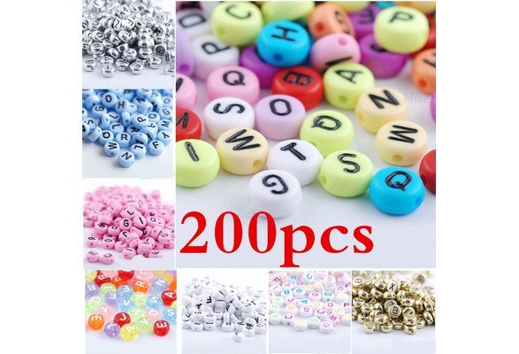 200 Pcs Acrylic Round Alphabet Beads A-Z Letter Spacer Beads for