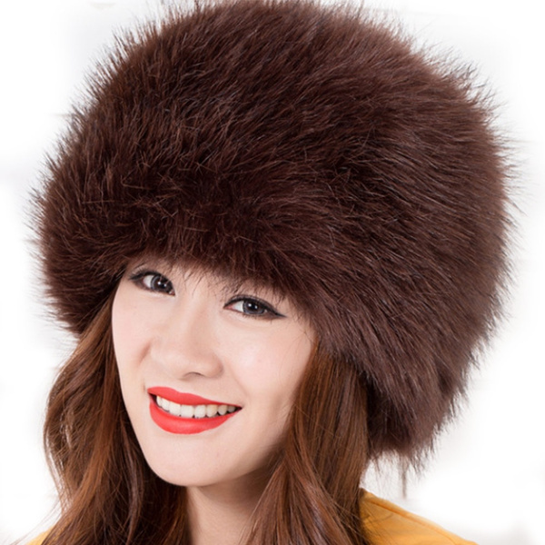 Warm Round Snow Cap Faux Fox Fur Beanie 