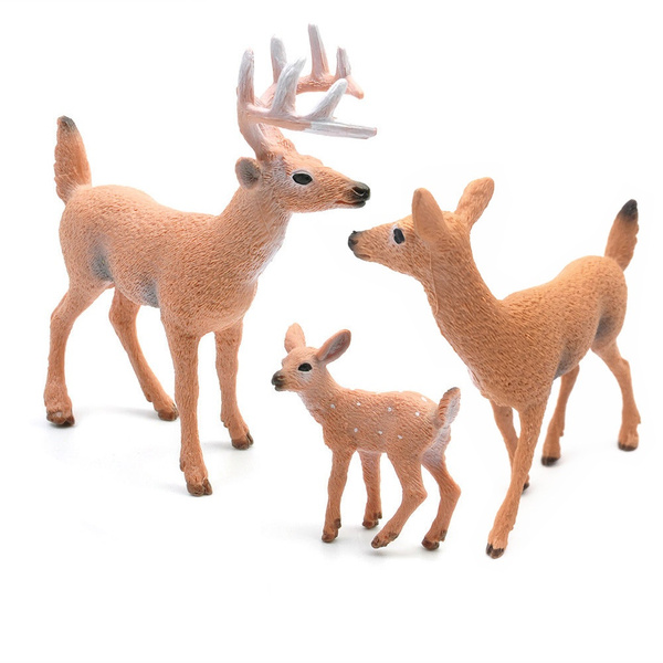 Mini Christmas Deer Figure Toys Doll White-tailed Reindeer Party Table Decor 