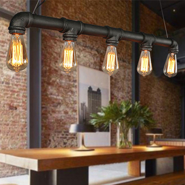 Industrial Steampunk Pipes Pendant Light Fixture Ceiling Rustic Lamp 5 Heads Wish Industrial Steampunk Pipes Pendant, Pipe Light Fixture Ceiling