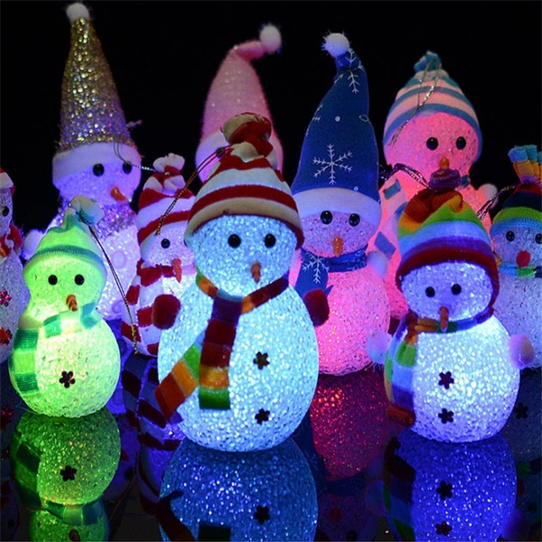 LED Snowman Santa Claus Ornament Christmas Tree Light Hanging Decor Xmas Gift 