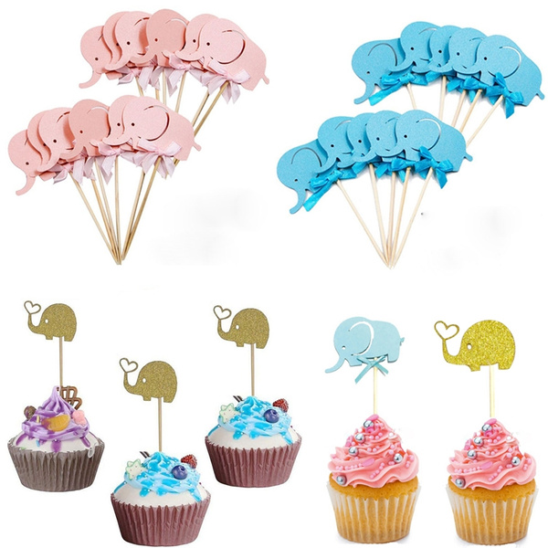 Baby boy store elephant cupcake toppers