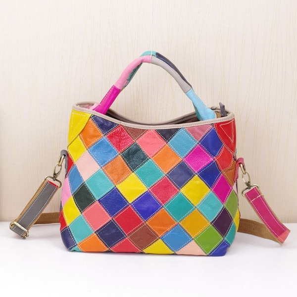 Colourful discount leather bags