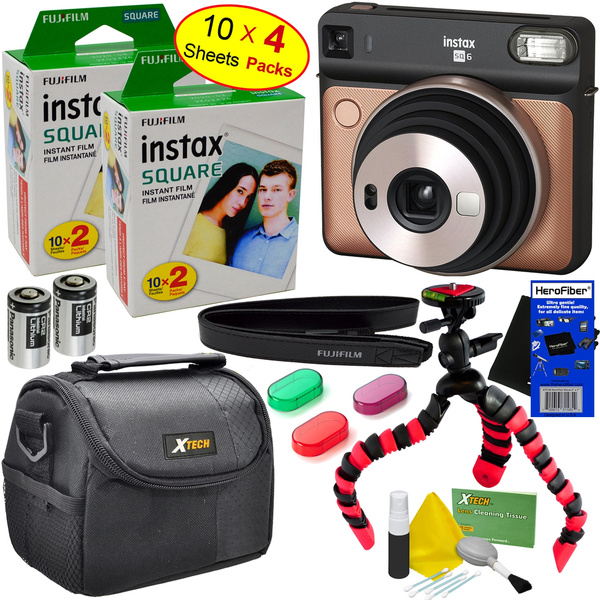 Fujifilm instax Square SQ6 Instant Film Camera (Blush Gold) + 2