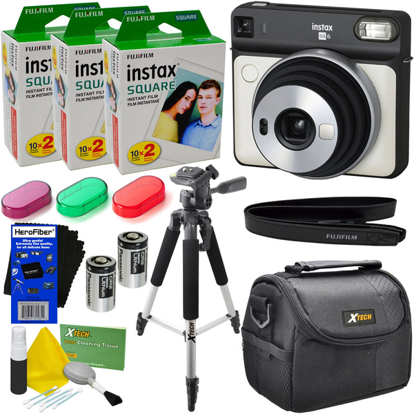 Fujifilm instax Square SQ6 Instant Film Camera (Pearl White) + 3