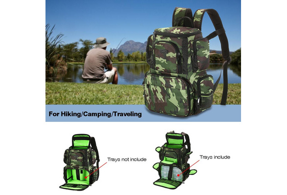 Lixada Fishing Tackle Backpack with 4 Trays Box Fishing Storage