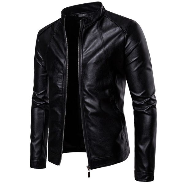 Men Leather Jacket Autumn Winter Fashion Motorcycle Style Male Business ...